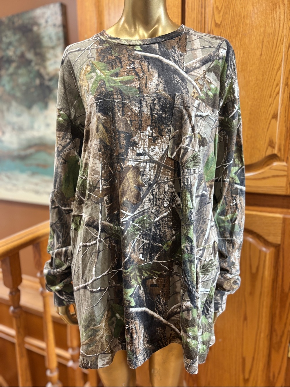 Cabela's Men's Long-Sleeve Realtree Camo Pocket Tee - Green/Brown/Black